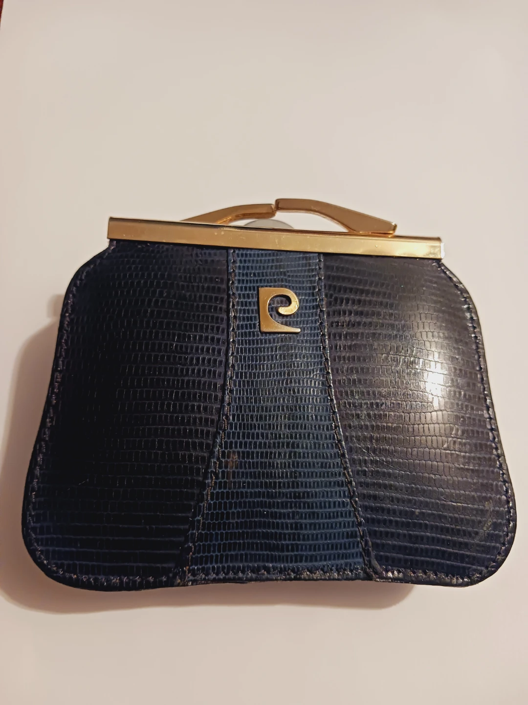 Pierre Cardin navy blue lizard embossed mini coin purse - photo 2