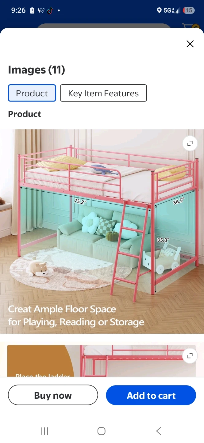 DHP Twin Metal Loft Bed - Pink