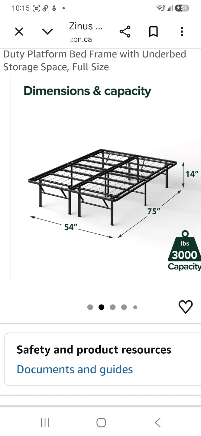 Zinus SmartBase 14 Inch Deluxe Metal Bed Frame - Full Size - photo 3