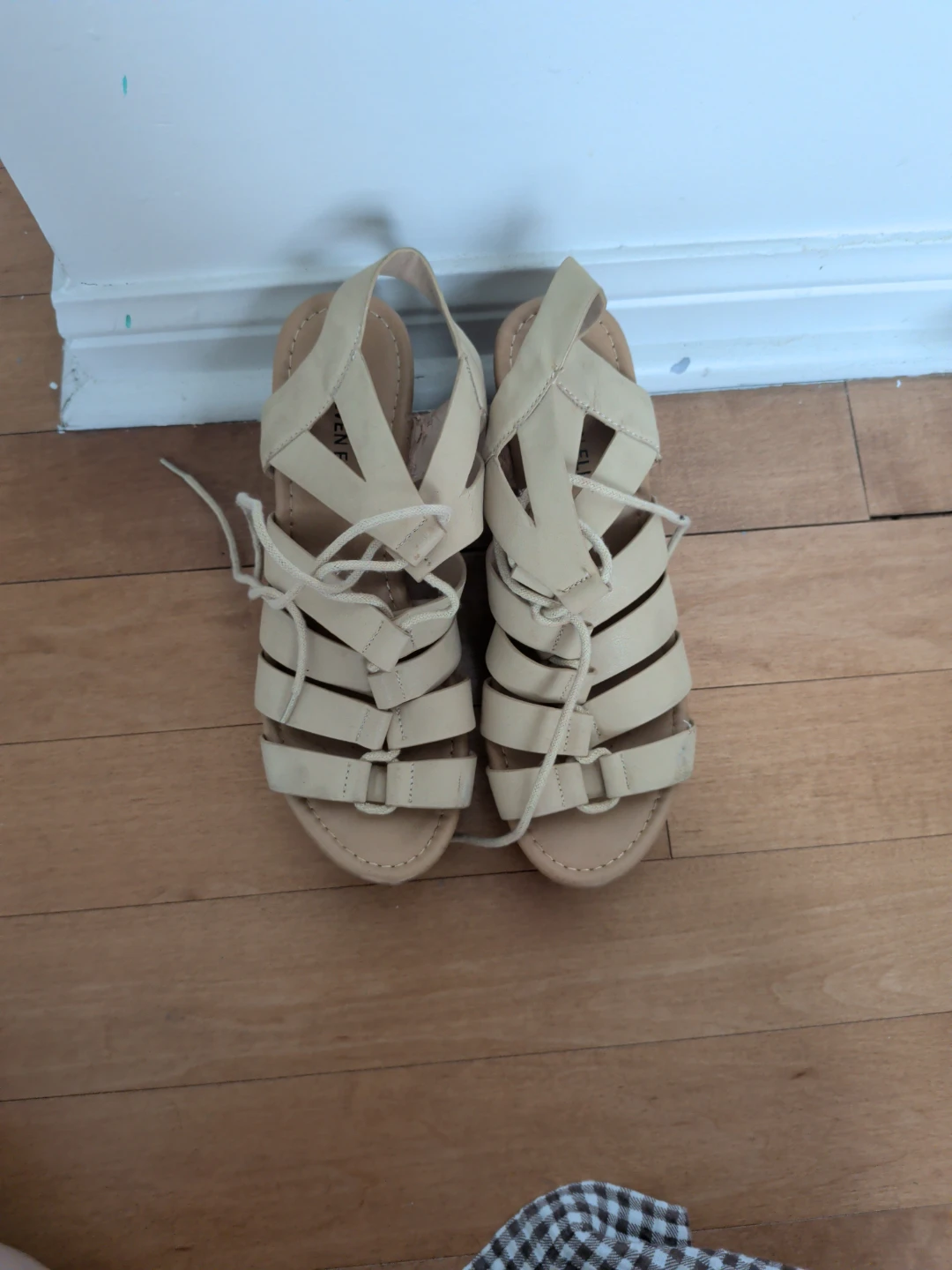 Beige Wedge Gladiator Sandals