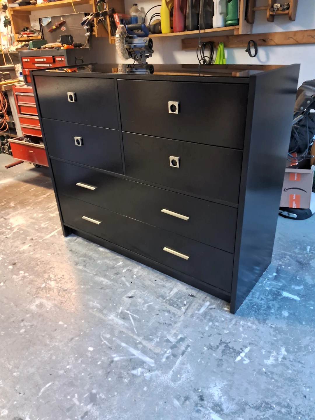 Black dresser with 7 drawers