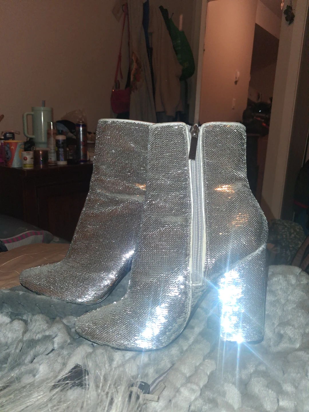 Kendall + Kylie Silver Sequin Block Heel Booties - photo 2