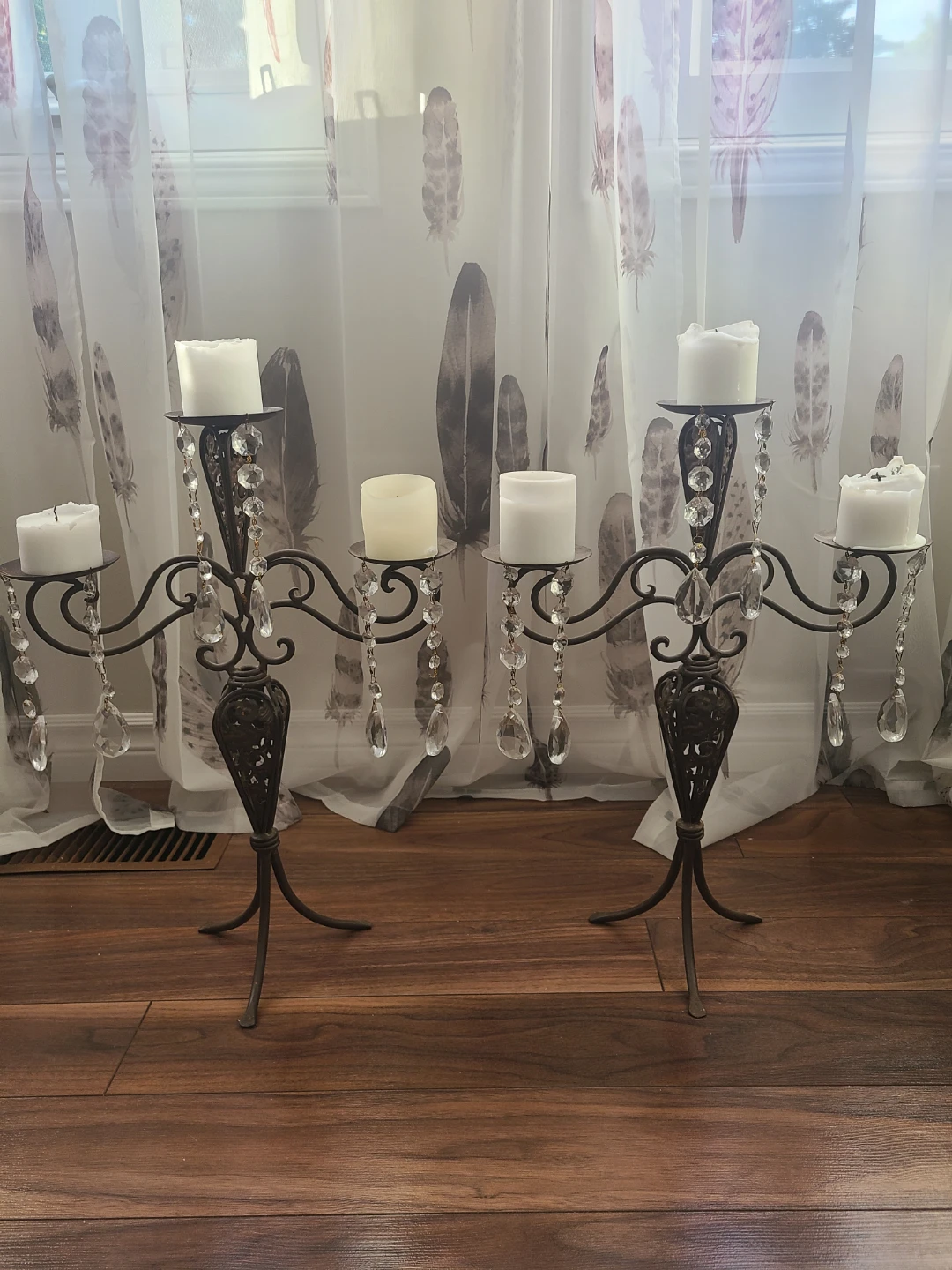 2 Ornate Crystal Candelabras