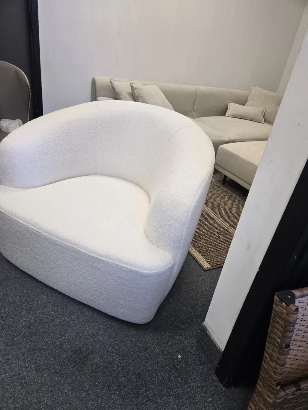 White Bouclé Accent Chair - photo 3