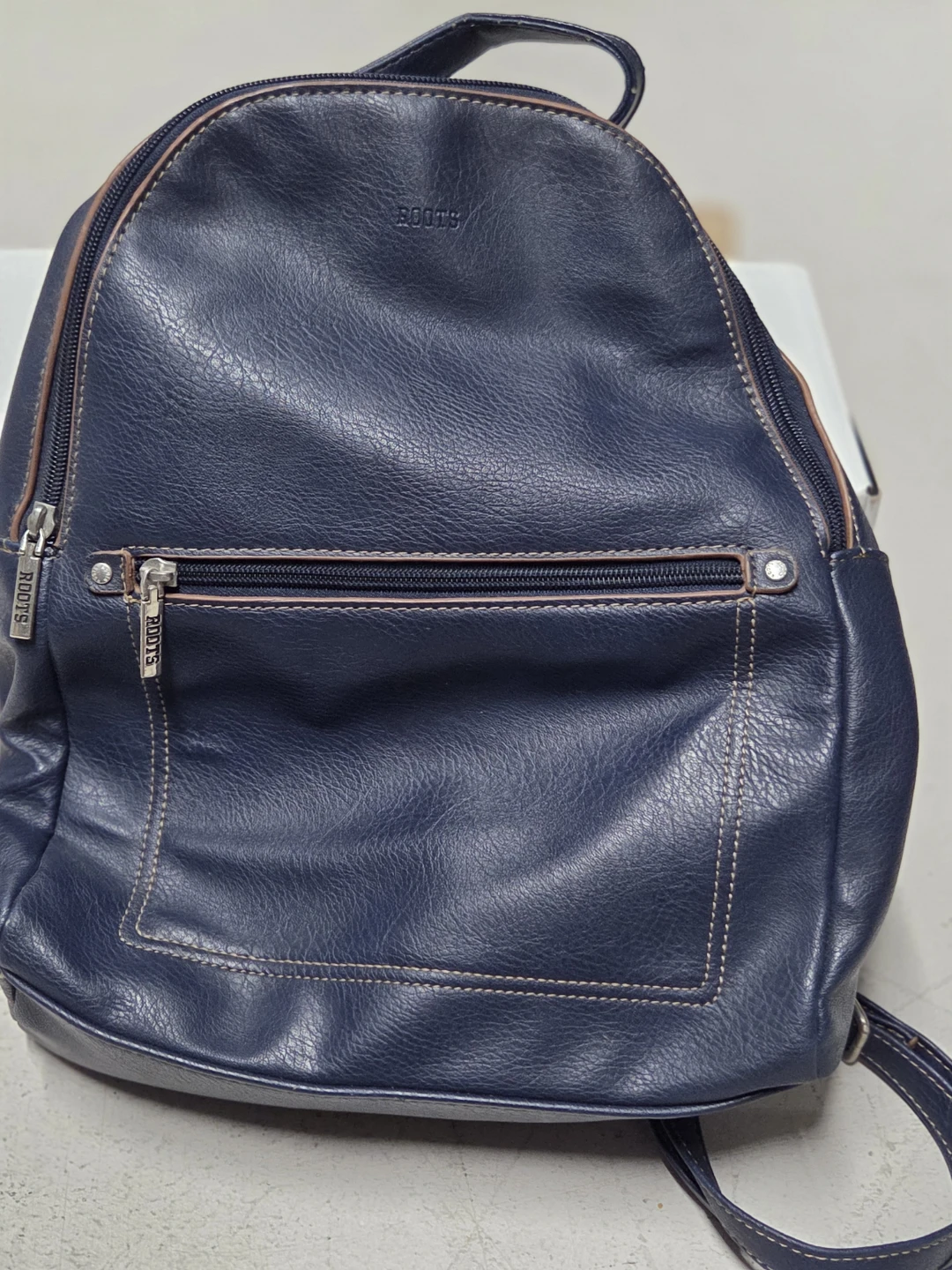Roots Navy Faux Leather Backpack - photo 3