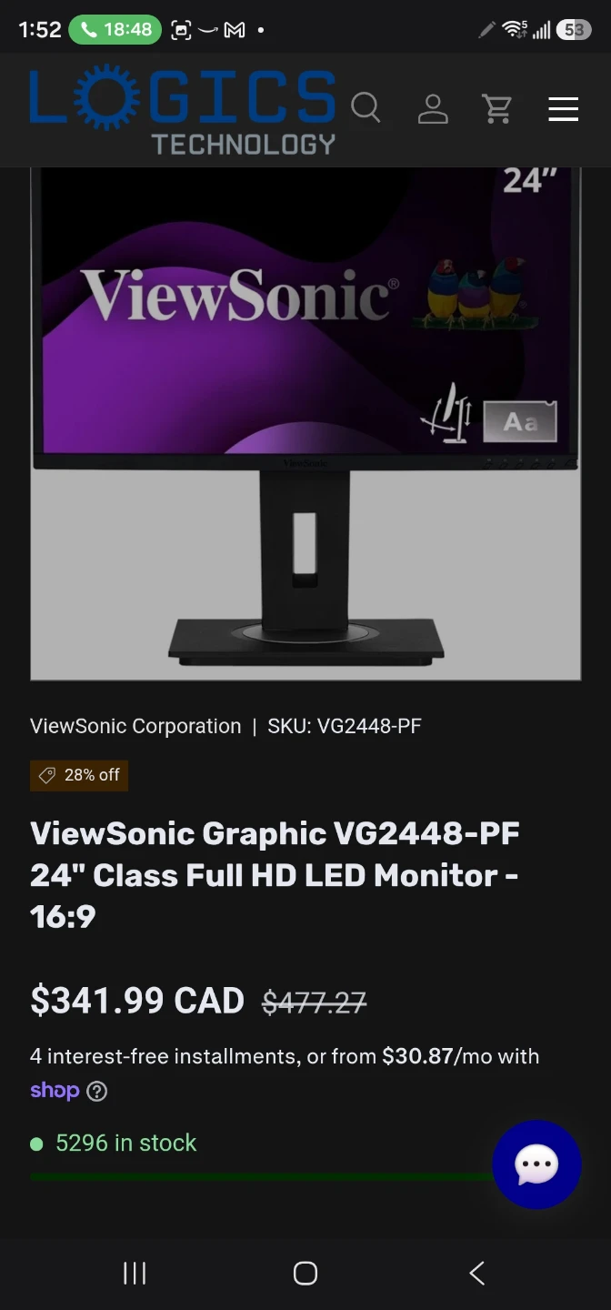 ViewSonic VA2448 Series 24" LED Backlit Display brand new in box