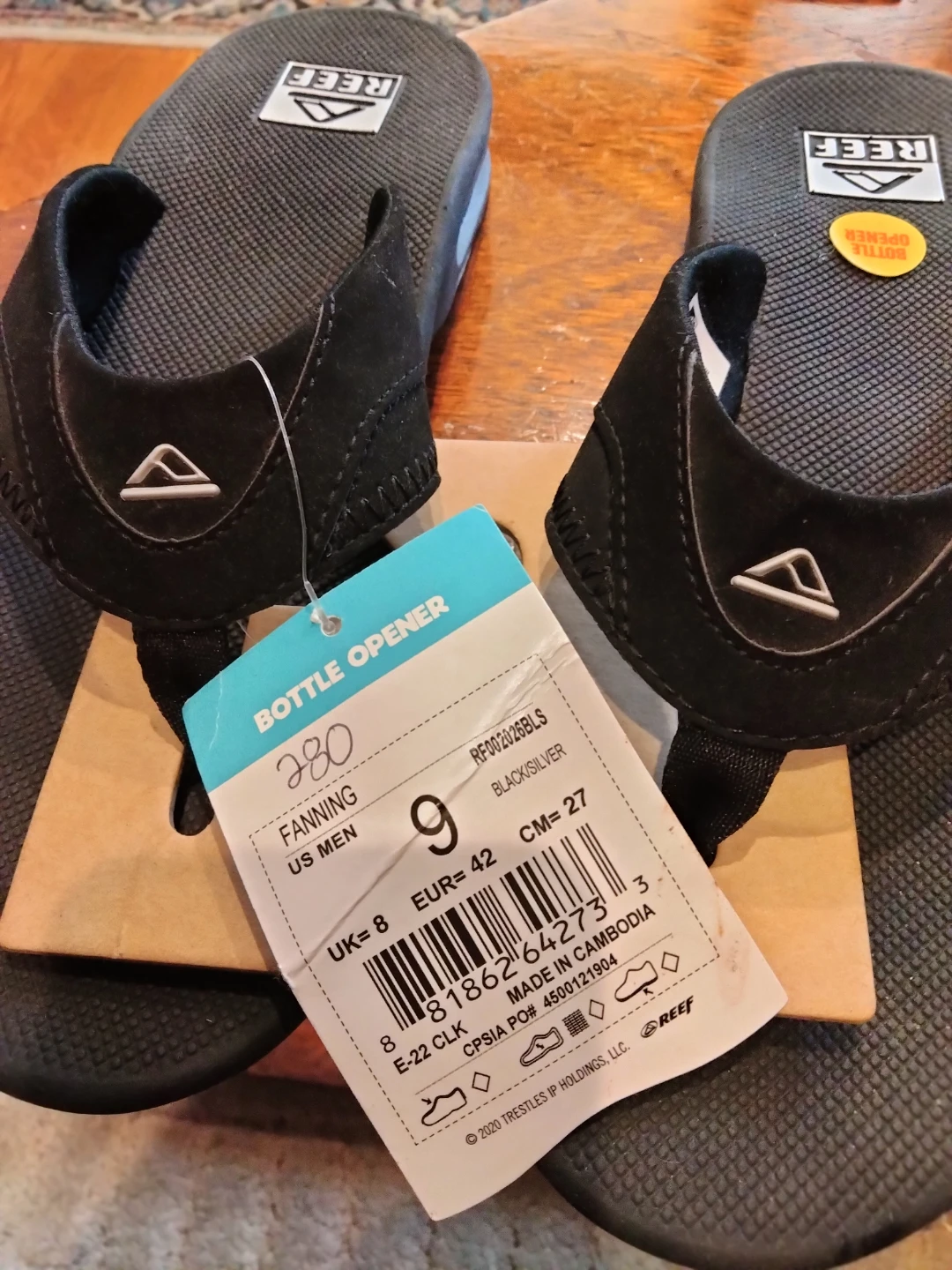 Reef Fanning Bottle Opener Sandals - Black - Size 9