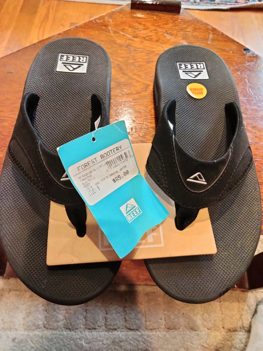Reef Fanning Bottle Opener Sandals - Black - Size 9 - photo 3