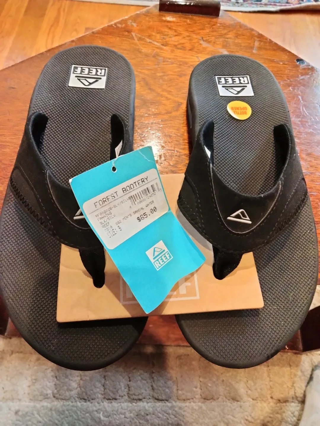 Reef Fanning Bottle Opener Sandals - Black - Size 9 - photo 3