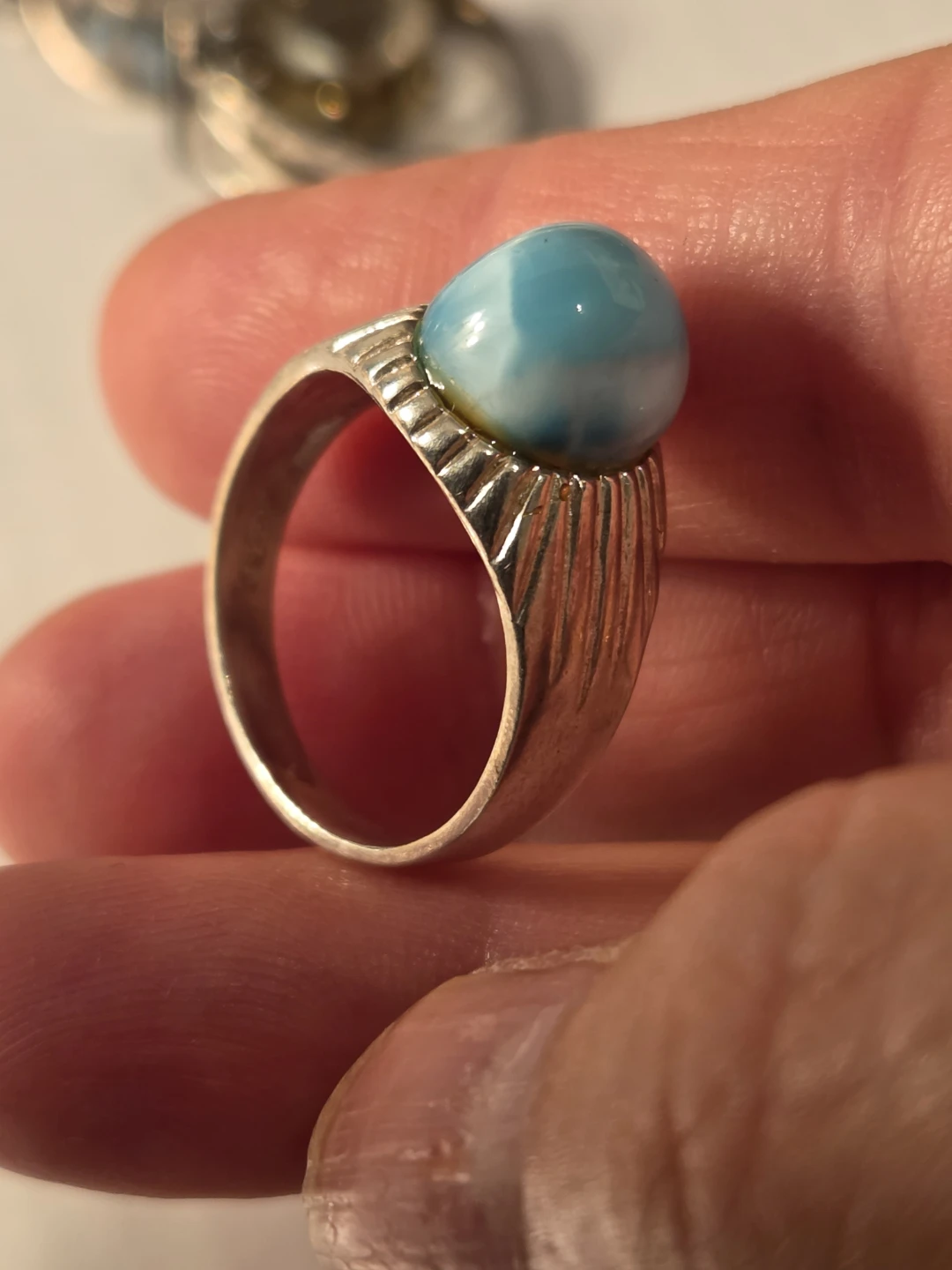 Sterling Silver Ring with Larimar Stone - photo 5