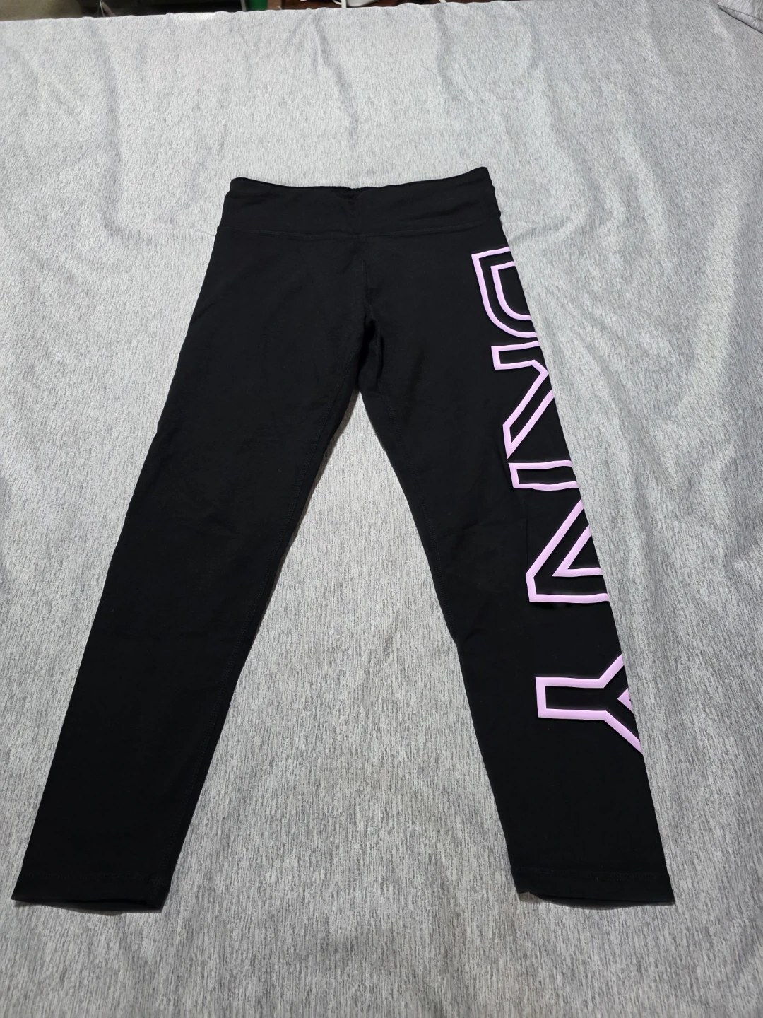 DKNY Sport Black Leggings with Pink Logo - Medium