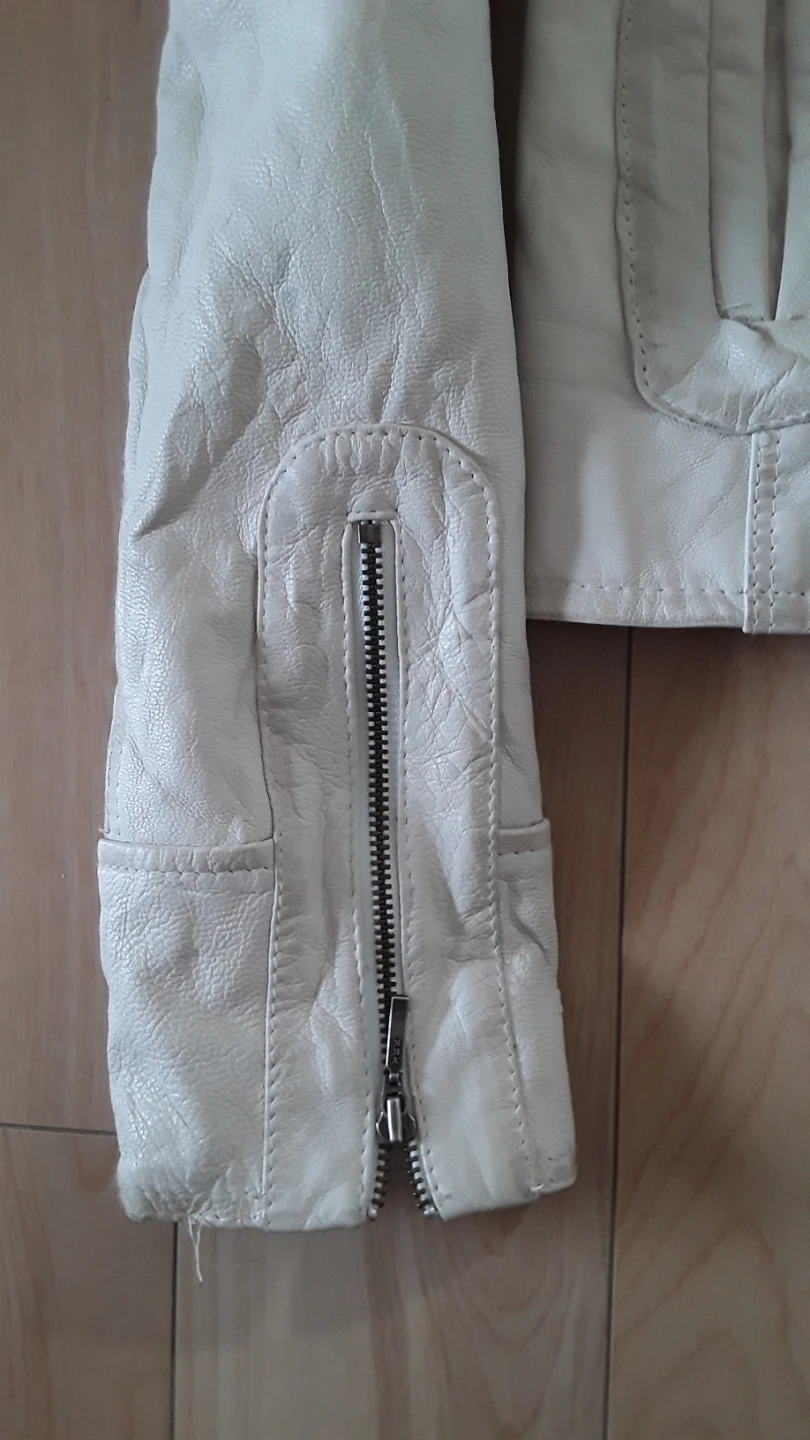 GUESS JEANS Cream Leather Moto Jacket - photo 4