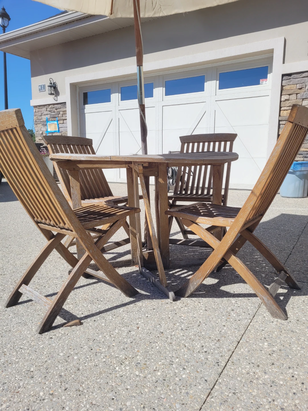 Wooden Patio Table and Chairs with Umbrella - photo 3
