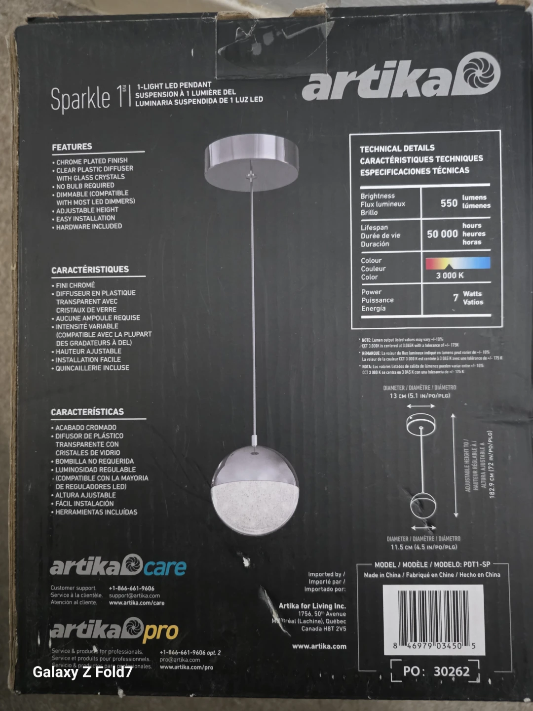 Artika Sparkle 1 Light Pendant Lamp - photo 2