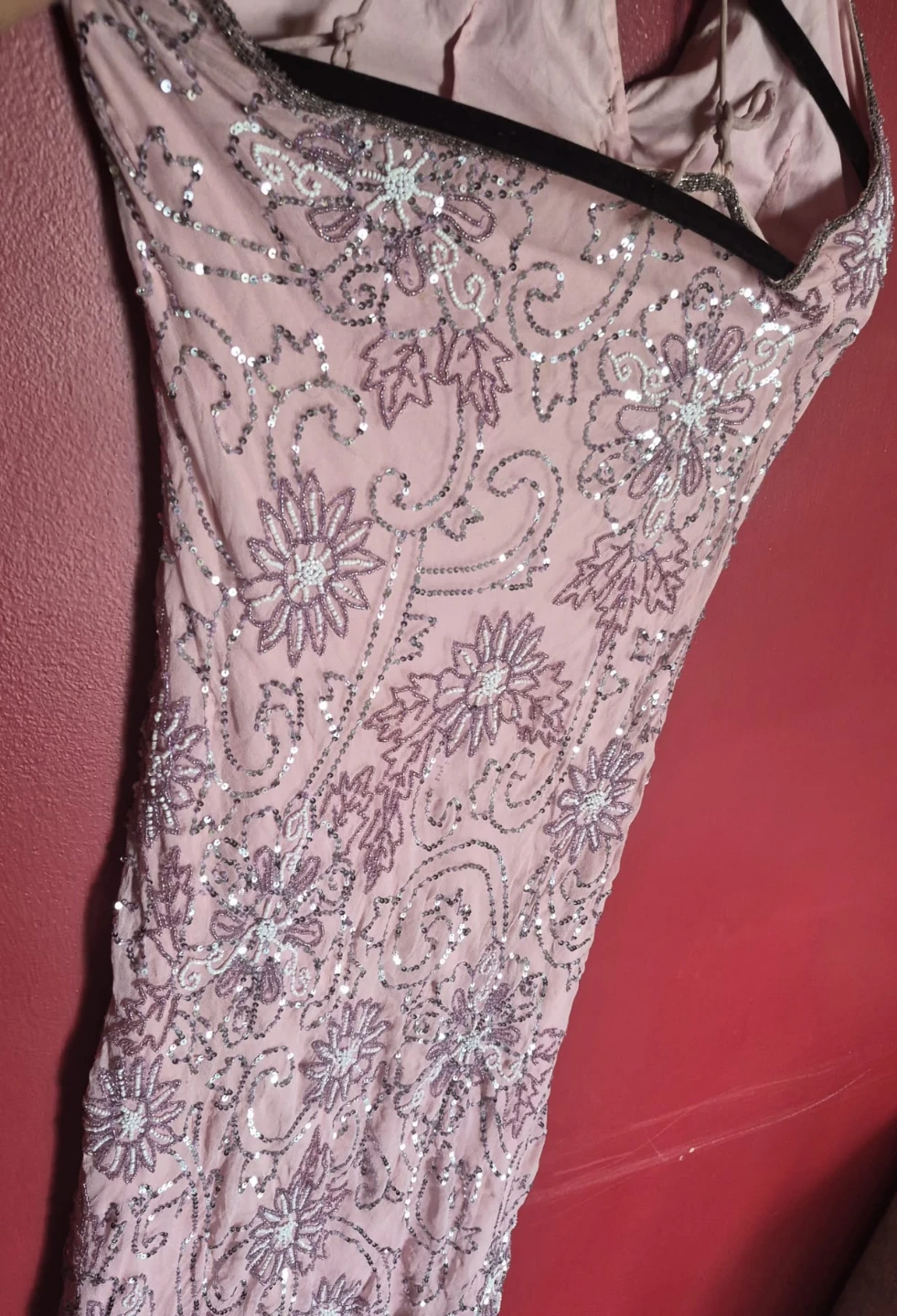 Pink Beaded Sequin Maxi Dress - photo 4