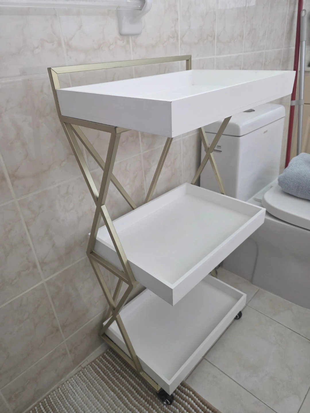 White 3-Tier Rolling Cart