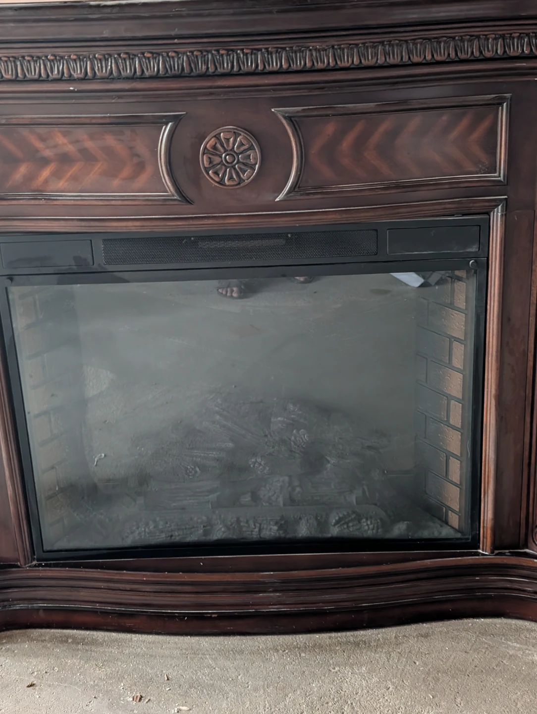 Dark Wood Electric Fireplace Mantel