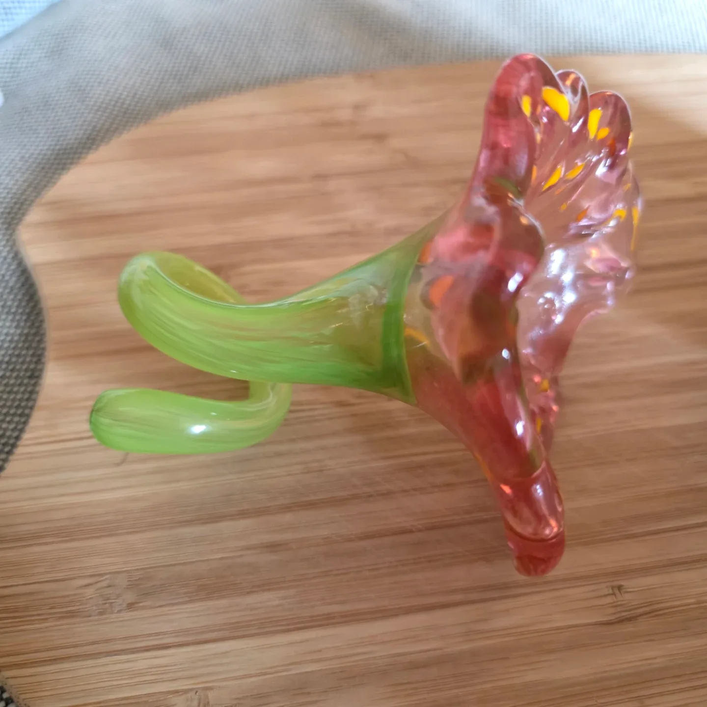 Pink and Green Glass Flower Sculpture - photo 2