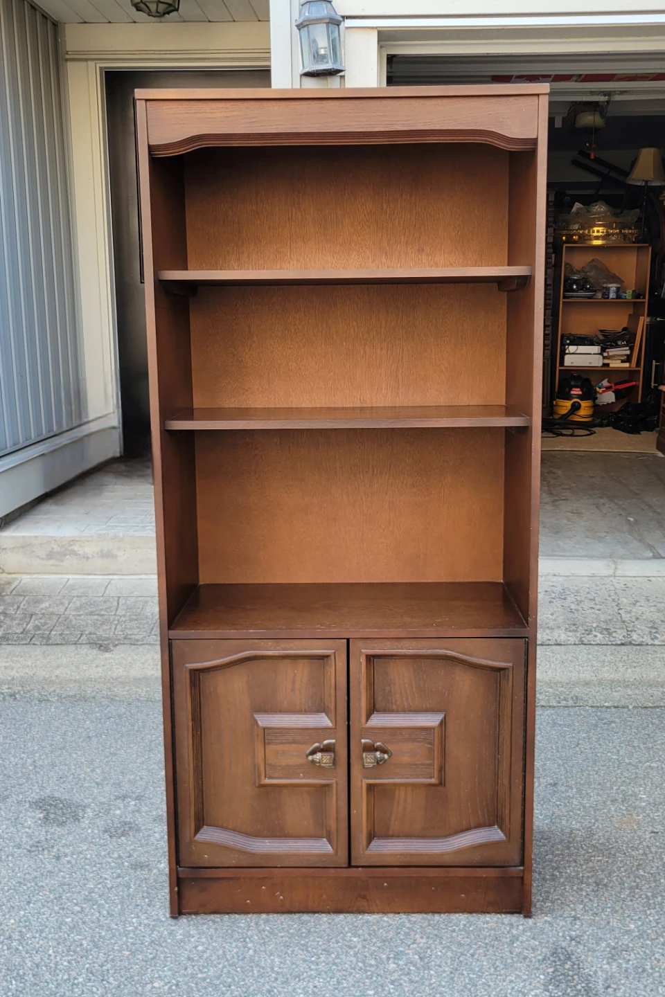Vintage Mid-Century Wooden Bookshelf with Cabinet Base - photo 2