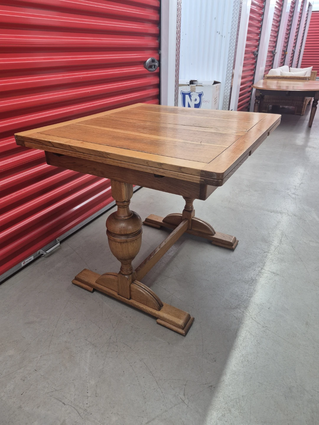 Vintage wood extendable dining table with oak veneer - photo 4