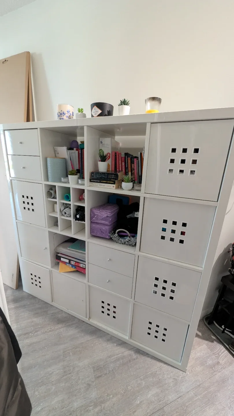 4x4 White Storage Shelf Unit with Cubbies and Drawers - photo 4