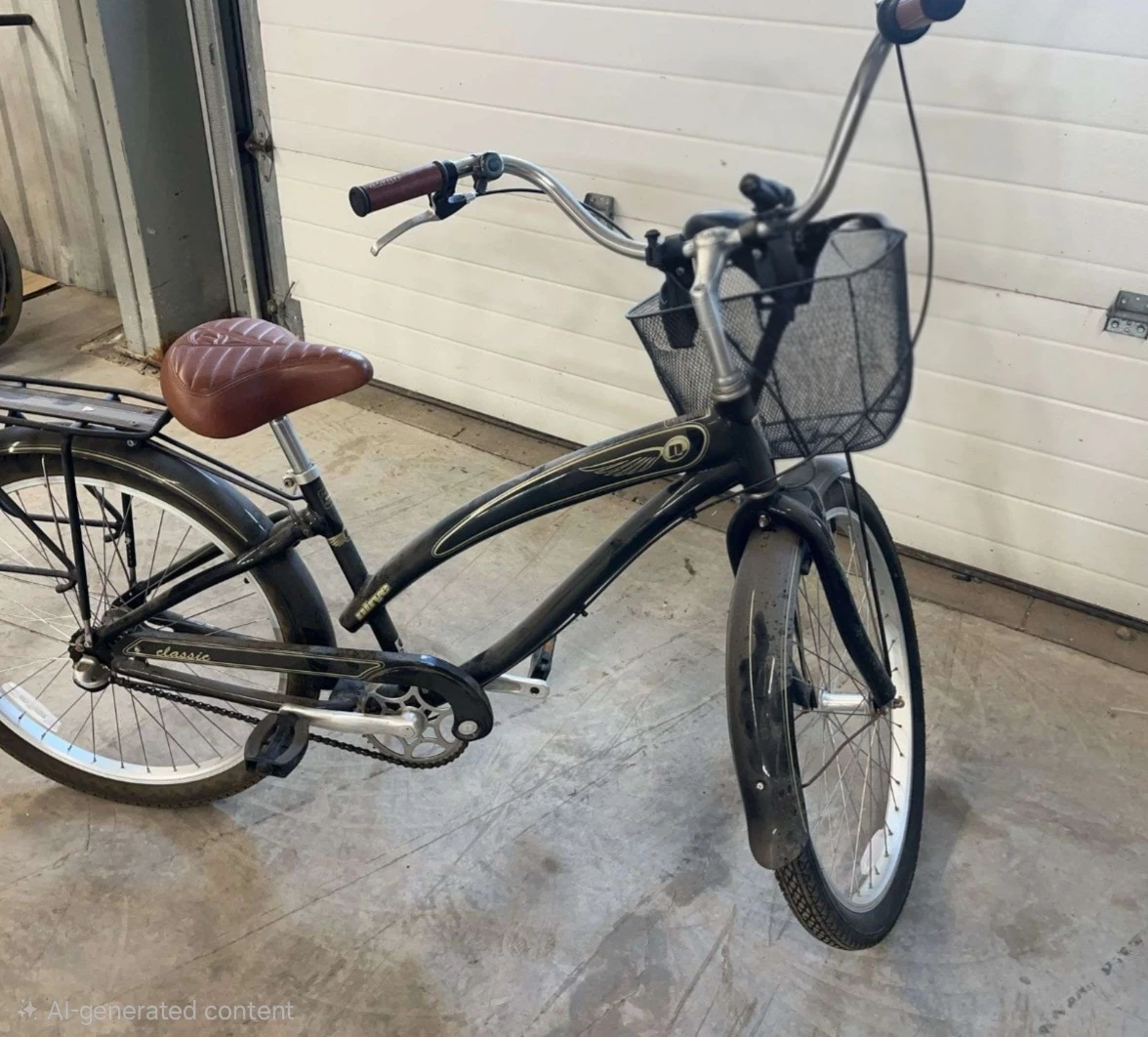Black Cruiser Bike with Front Basket