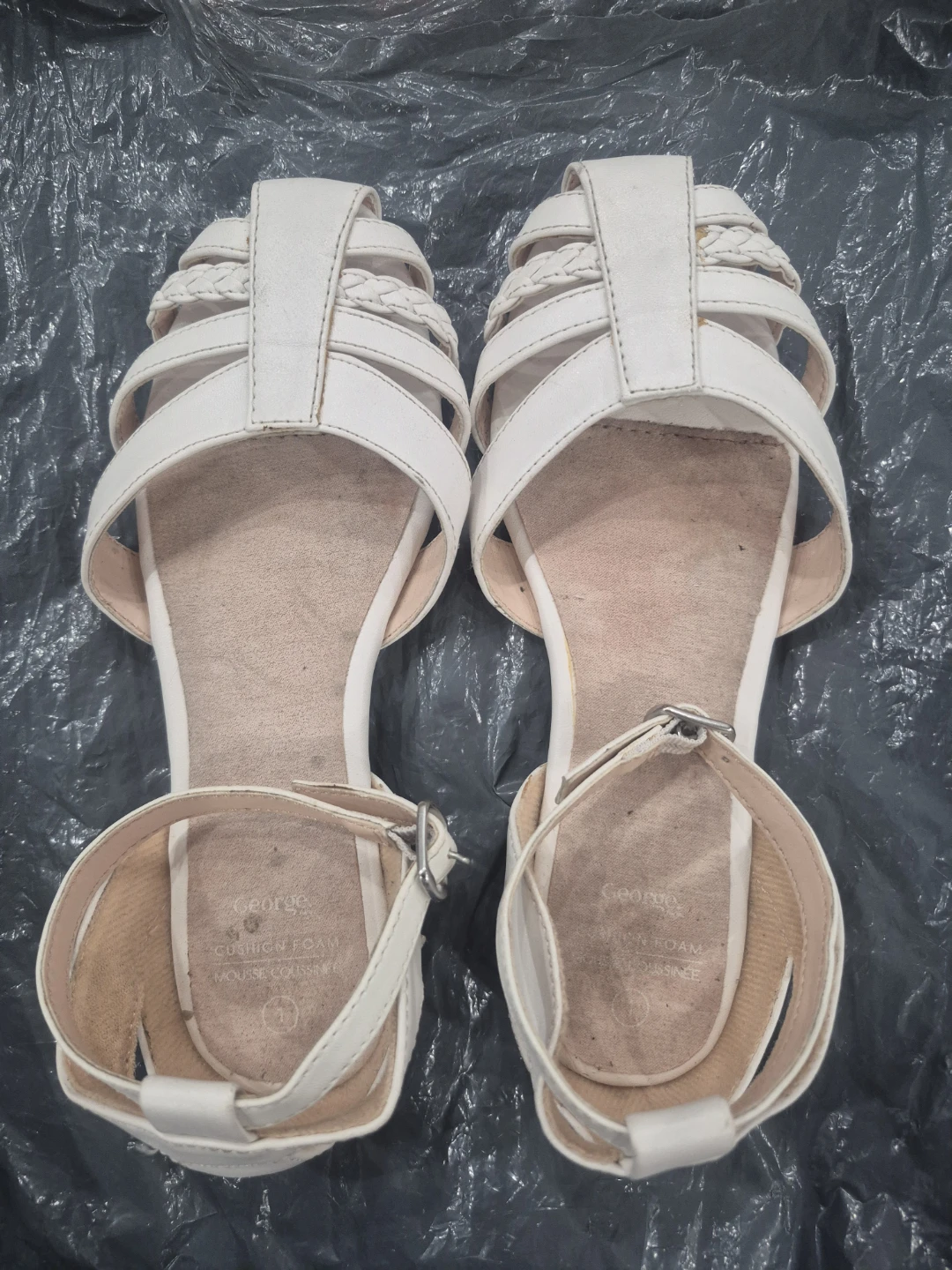 George White Strappy Sandals Size 1