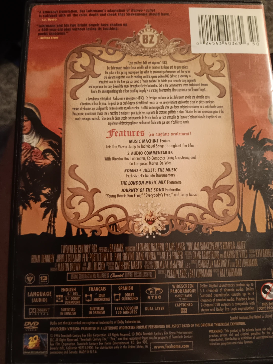William Shakespeare's Romeo + Juliet Music Edition DVD - photo 2