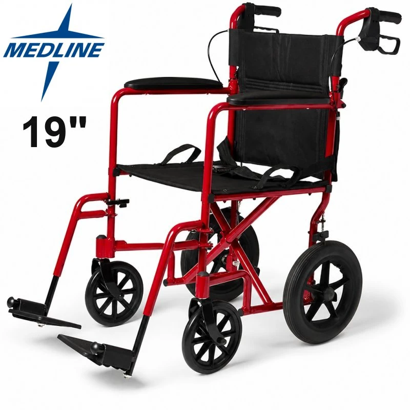 Medline 19" basic aluminum Transport Wheelchair, 12" rear wheels - photo 4