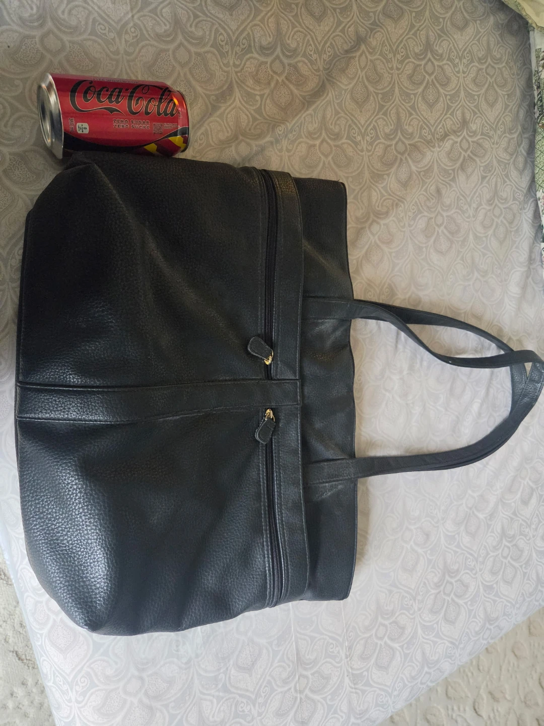 FairSet black faux Large leather tote bag