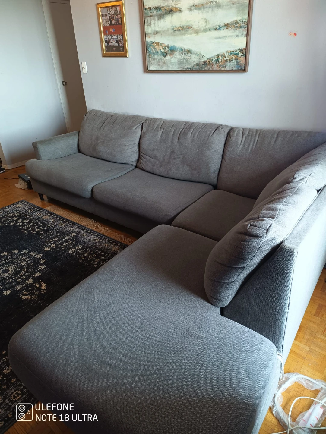 ASHLEYS HOME FURNITURE  Grey Sectional Sofa