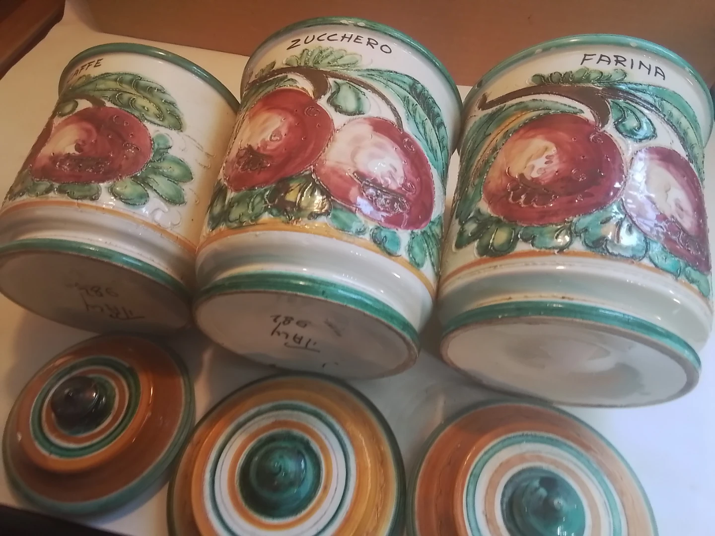 Vintage Italian Ceramic Canister Set (Caffe, Zucchero, Farina) - photo 4