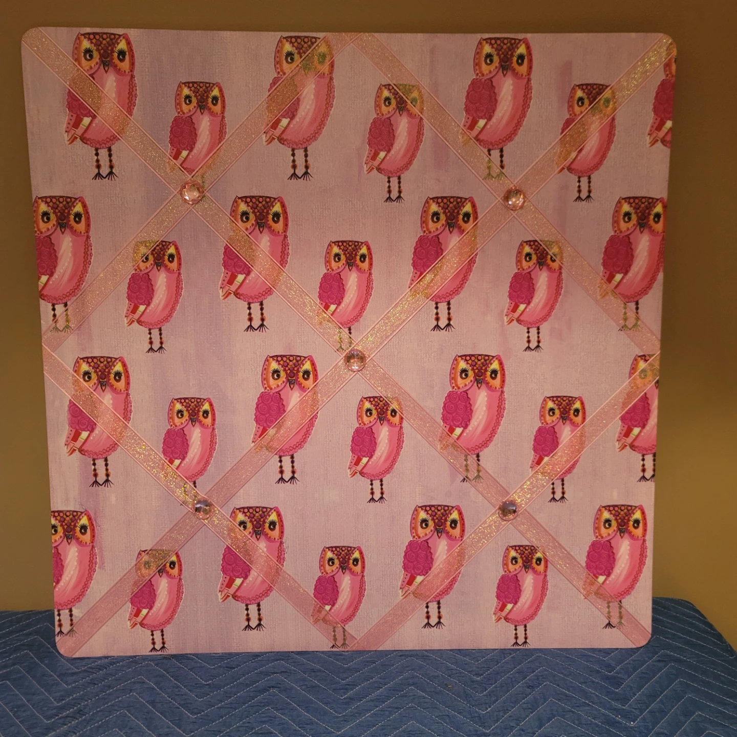 Pink Owl Ribbon Display Board
