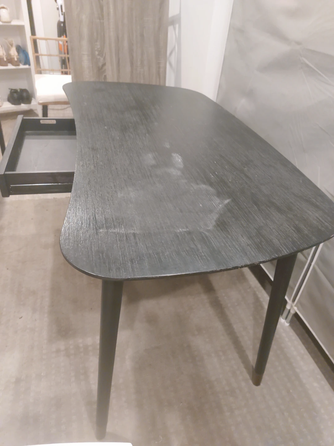 Dark Wood Writing Desk with Drawer - photo 5