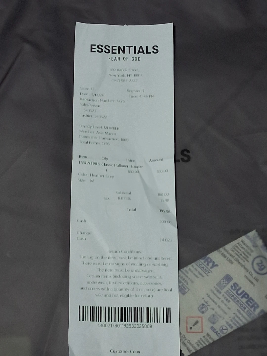 FEAR OF GOD ESSENTIALS Hoodie Heather Grey Size M - photo 3
