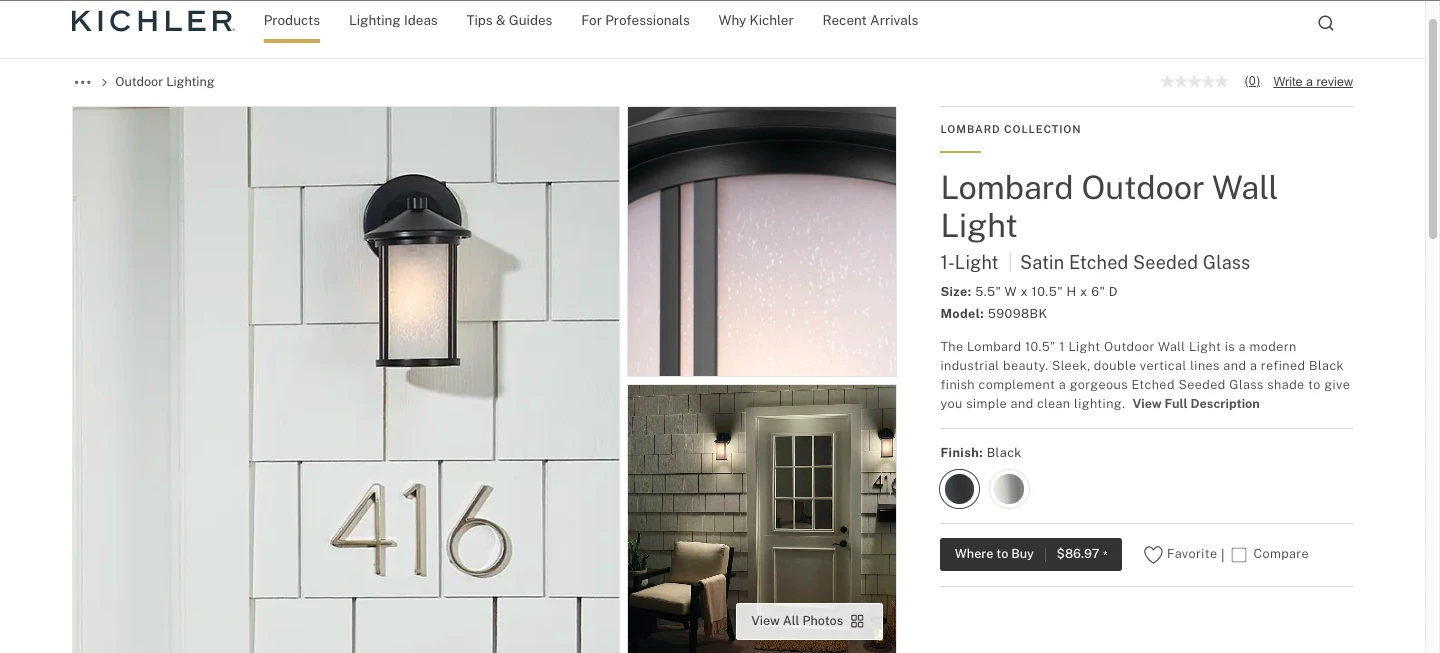 Kichler Lombard 1-Light Outdoor Wall Mount Light - photo 3