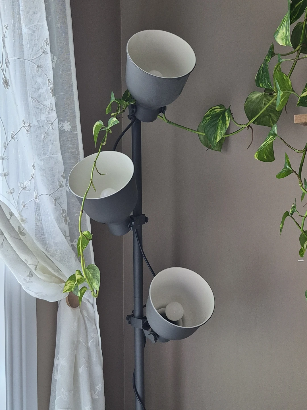 Grey 3-Head Floor Lamp