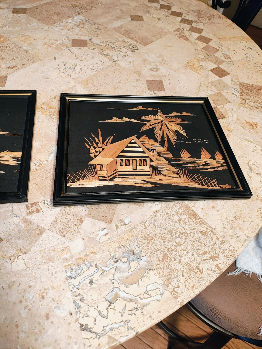Vintage MCM Asian Rice Straw Art - Framed 8x10 - photo 3