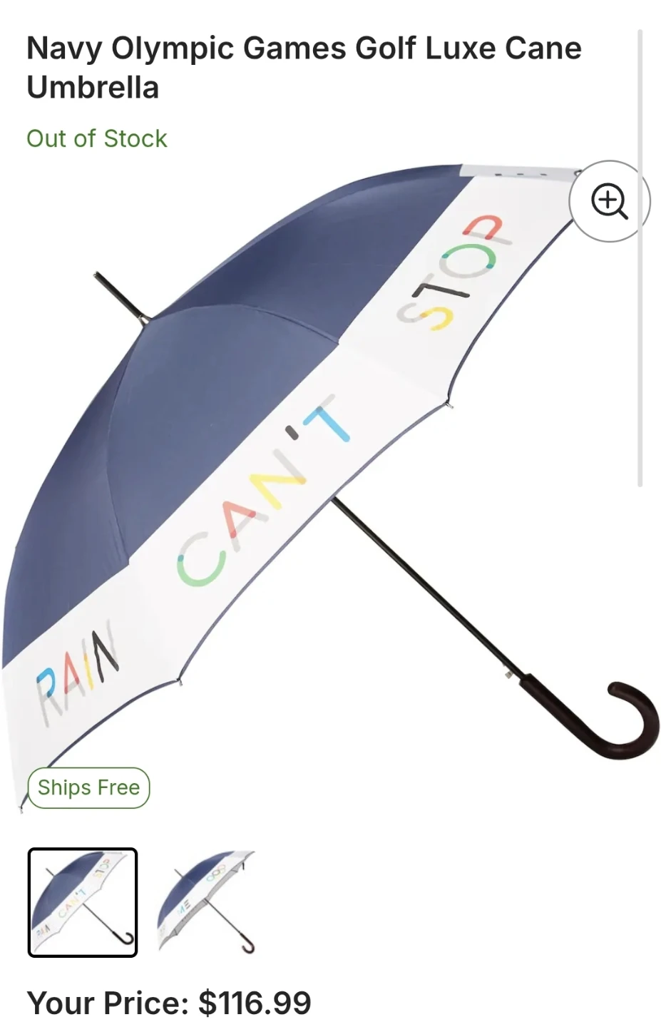 Navy Olympic Games Golf Luxe Cane Umbrella - photo 3