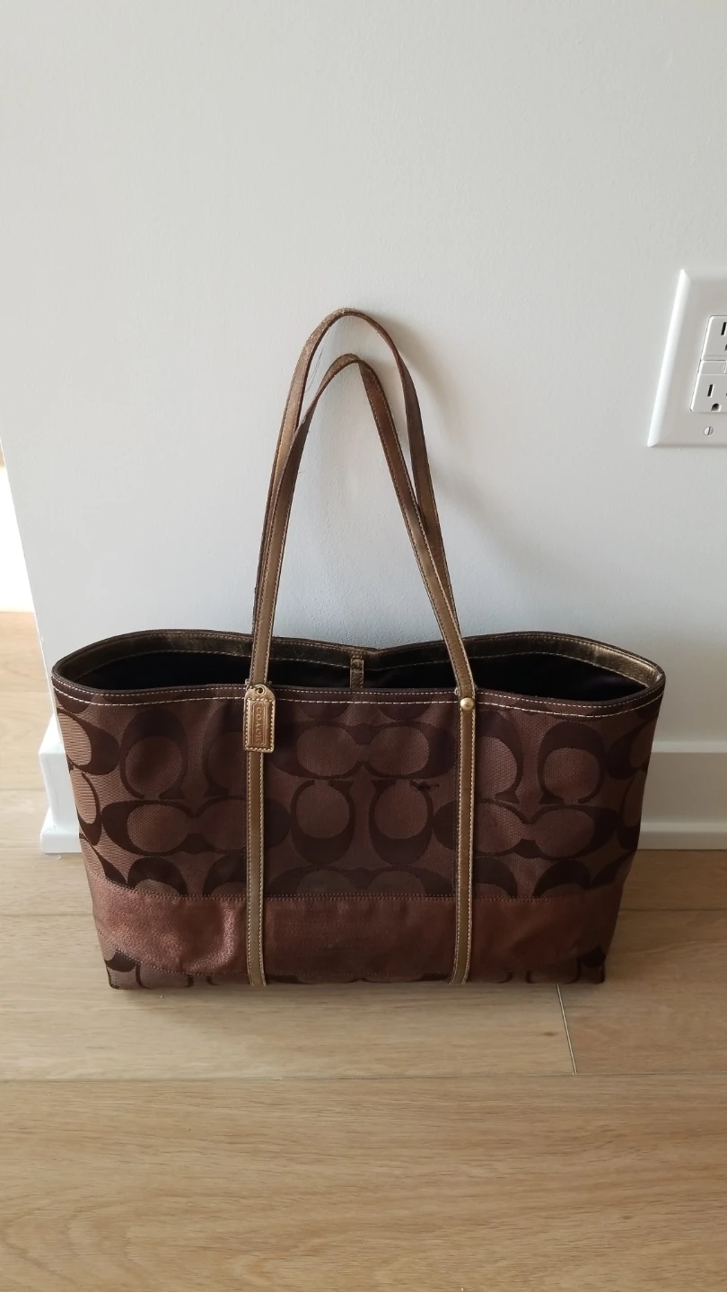 Vintage Coach Monogram Tote - Brown/Copper