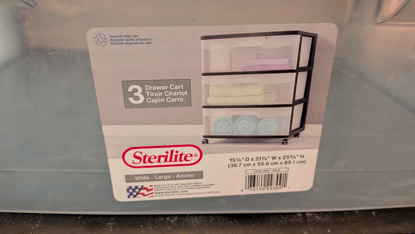 Sterilite 3-Drawer Wide Cart