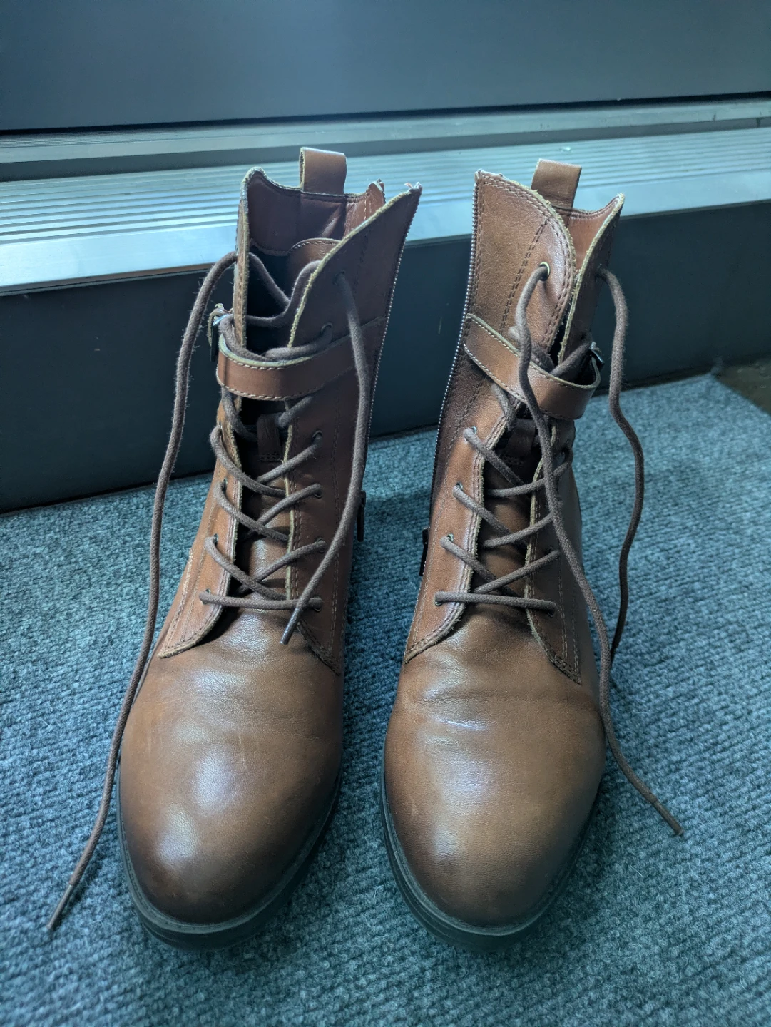 Naturalizer Sycamore Brown Leather Combat Ankle Boots 9 - photo 4