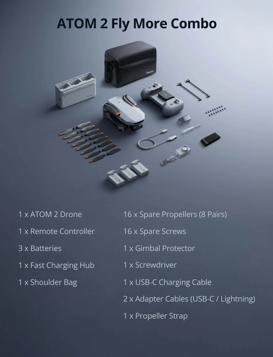 Potensic ATOM 2 Fly More Combo Drone Kit