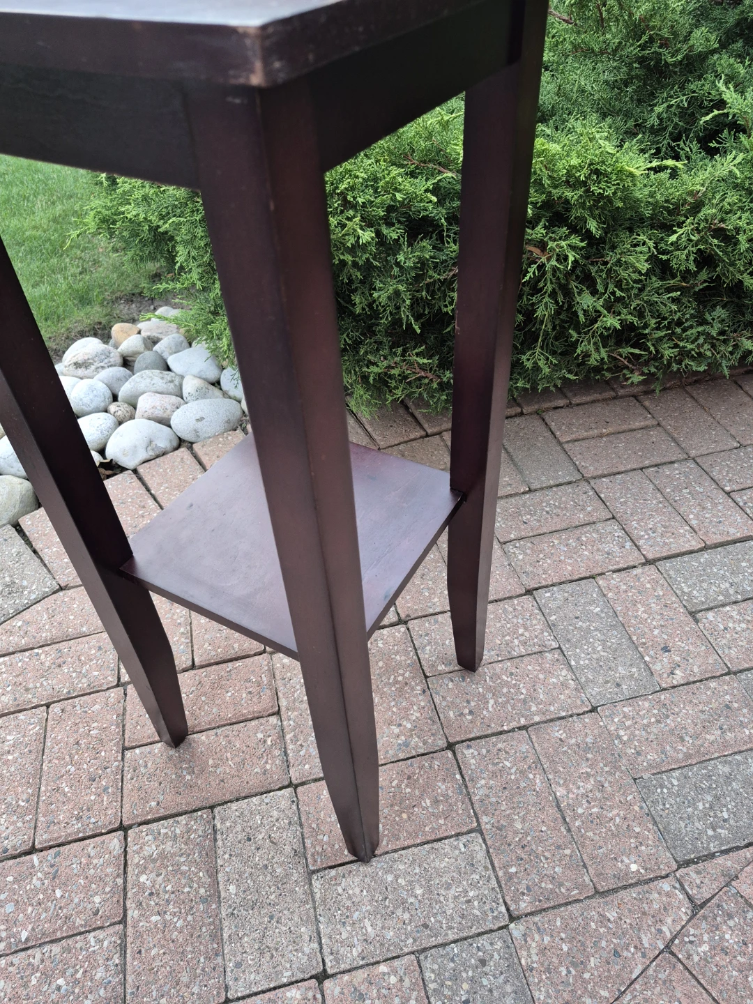 Dark Wood Accent Table with Glass Top - photo 4