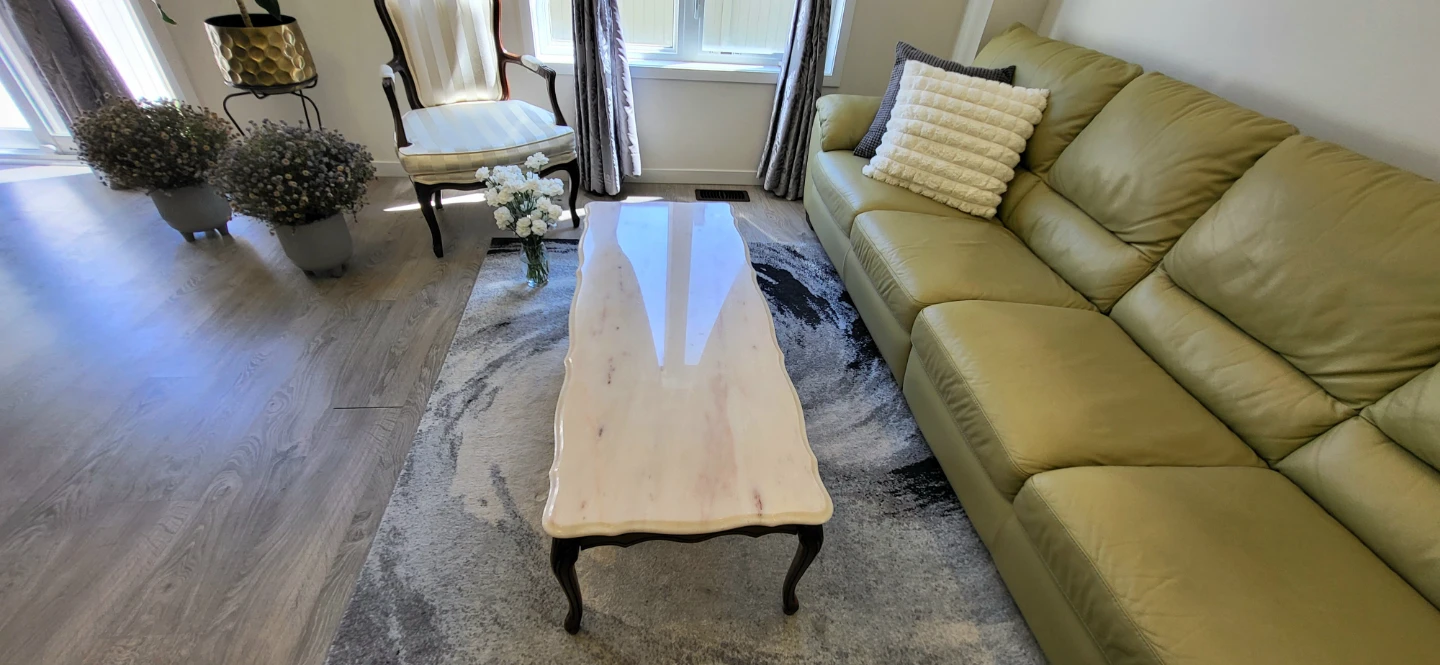 Elegant Genuine Marble Top Coffee Table – Solid Wood - photo 3