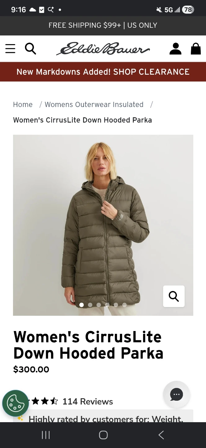 Black color Eddie Bauer Women's CirrusLite Down Hooded Parka