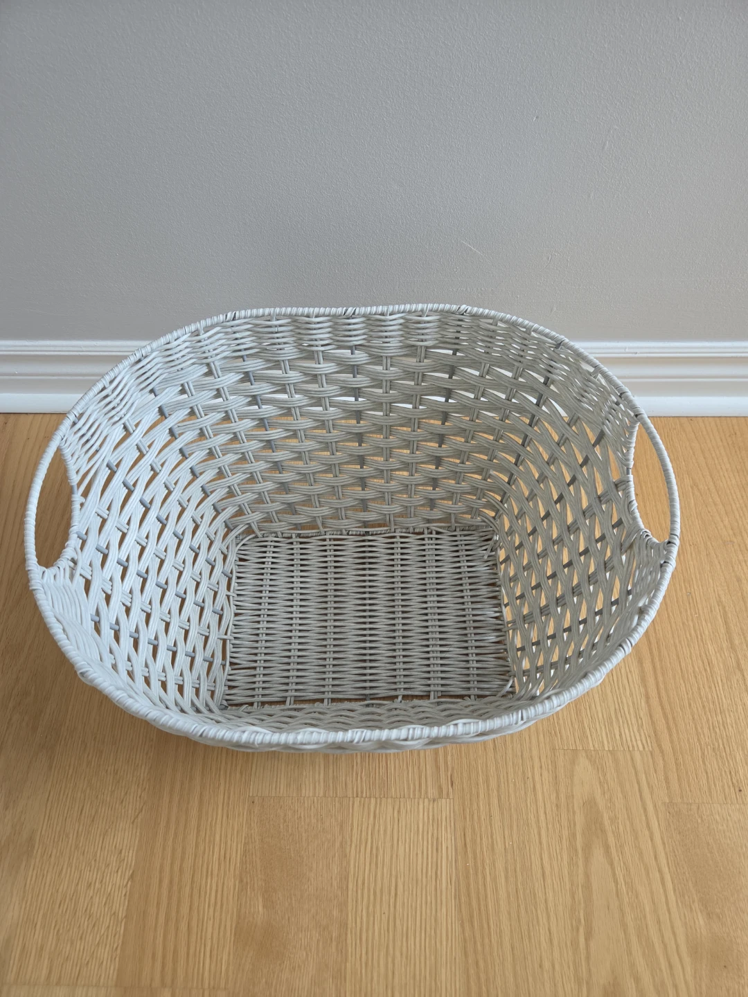 White Woven Storage Basket with Handles - photo 2