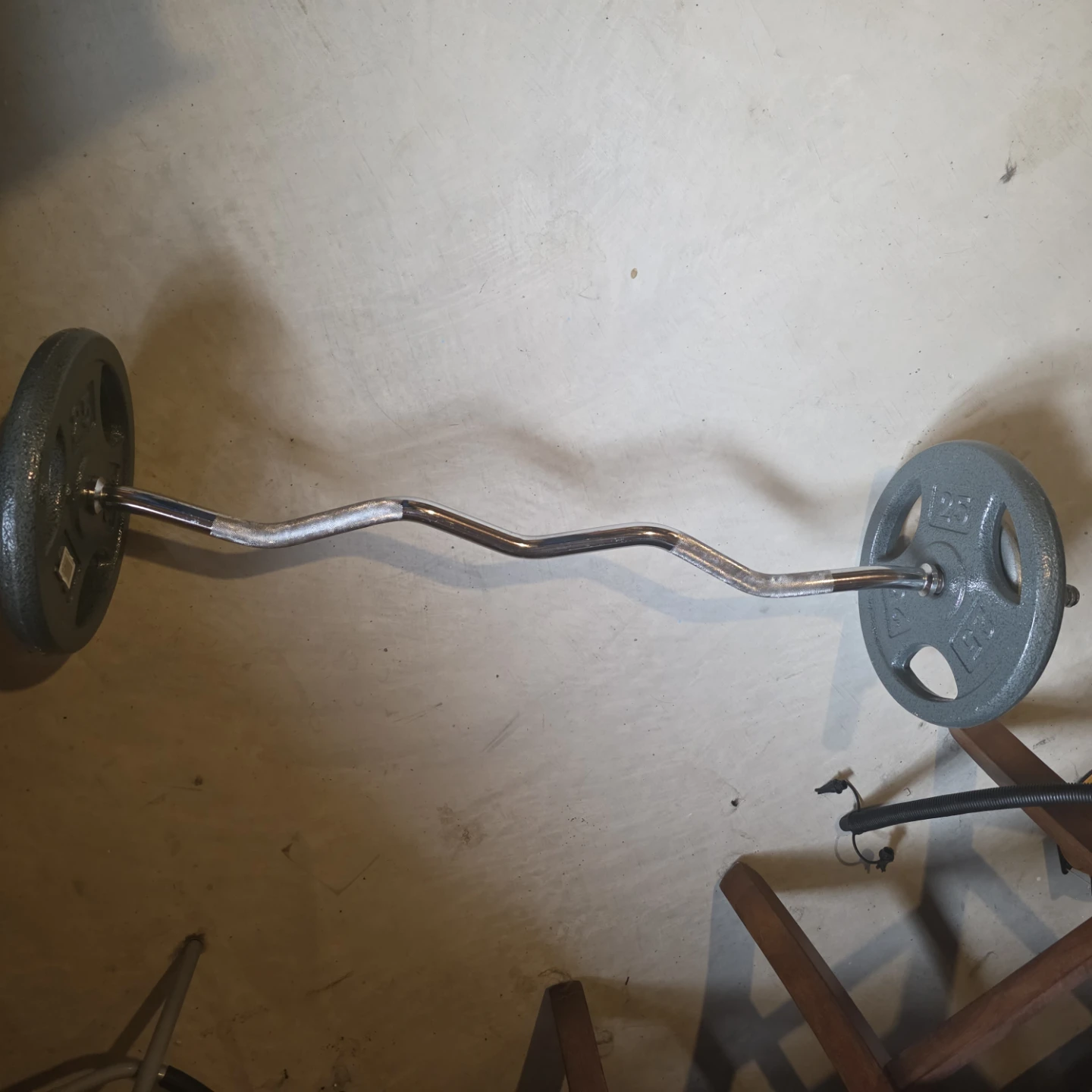 Curling Barbell with Weight Plates