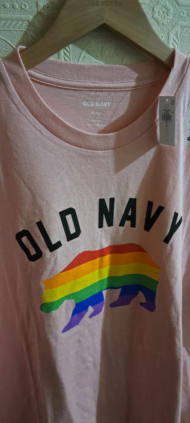 Old Navy Pink Rainbow Bear T-Shirt - Size L.100% Cotton, Unisex - photo 3