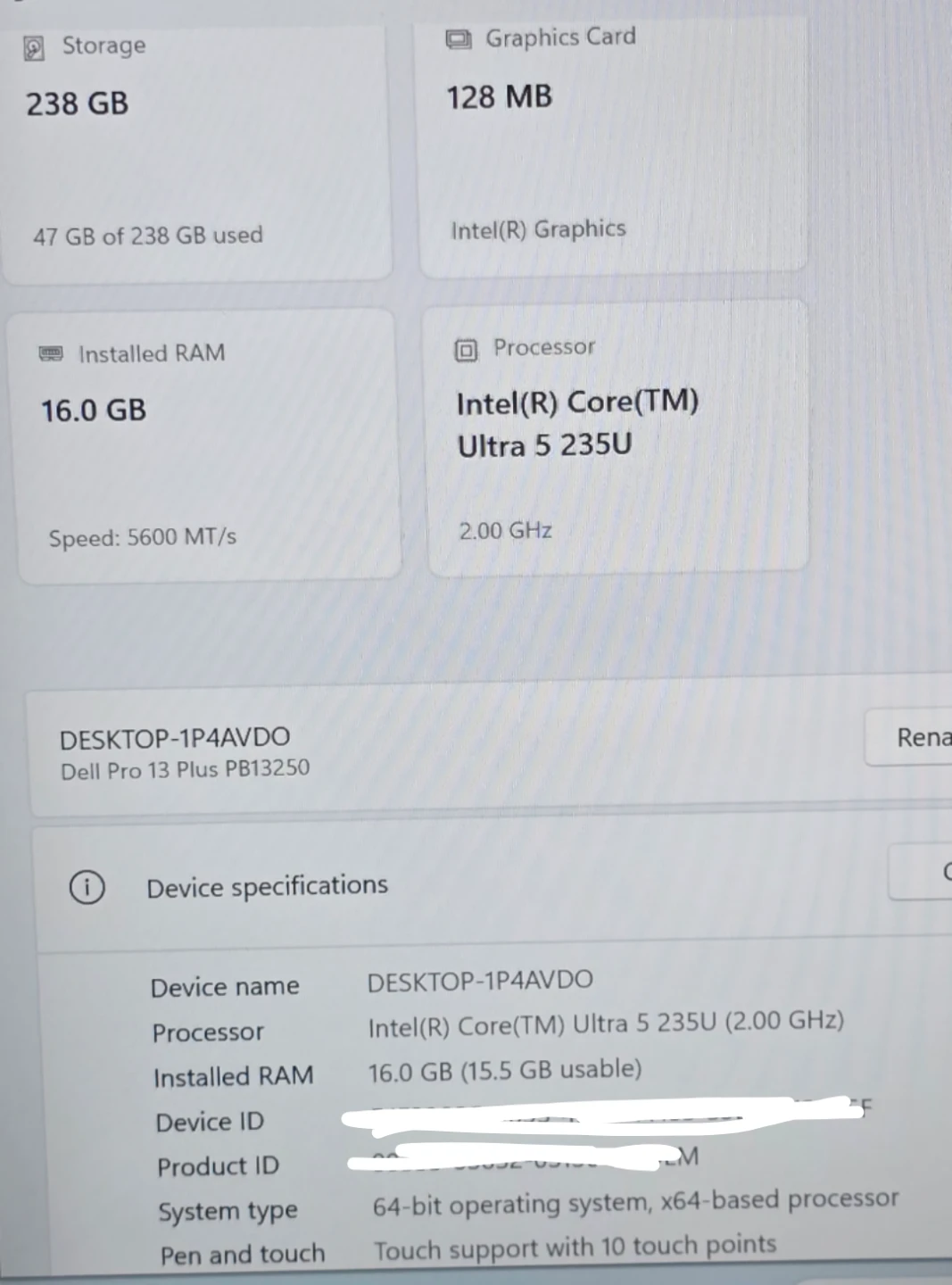 Dell Pro 13 Plus Laptop Core Ultra 5 235U 16GB RAM 256GB SSD - photo 5